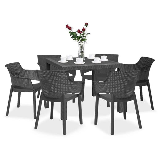 Set mobilier de grădină Evody Quartet 6+1, grafit