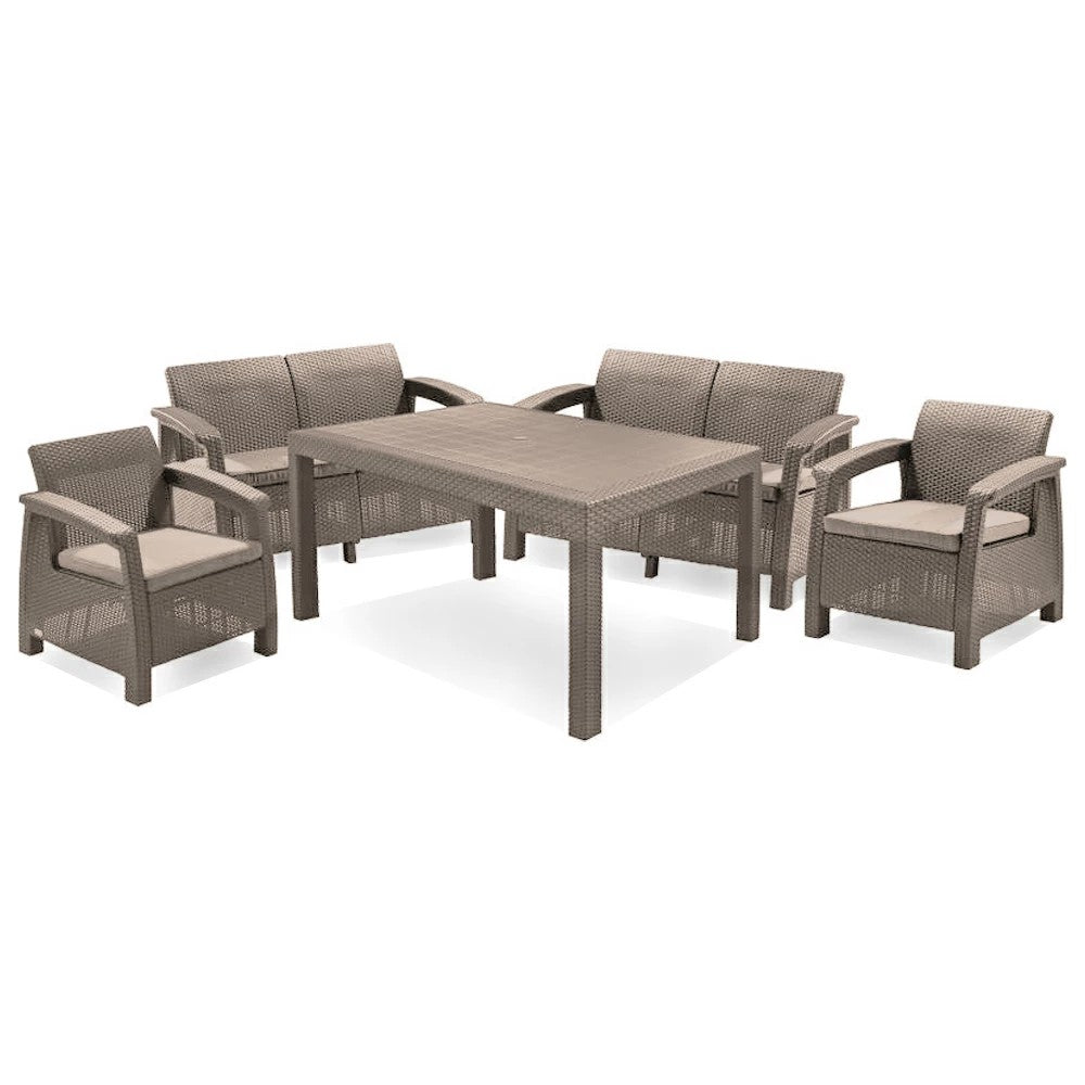 Set de mobilier de grădină Corfu Fiesta, culoare cappuccino, cu pernă nisip