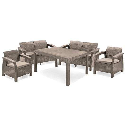 Set de mobilier de grădină Corfu Fiesta, culoare cappuccino, cu pernă nisip