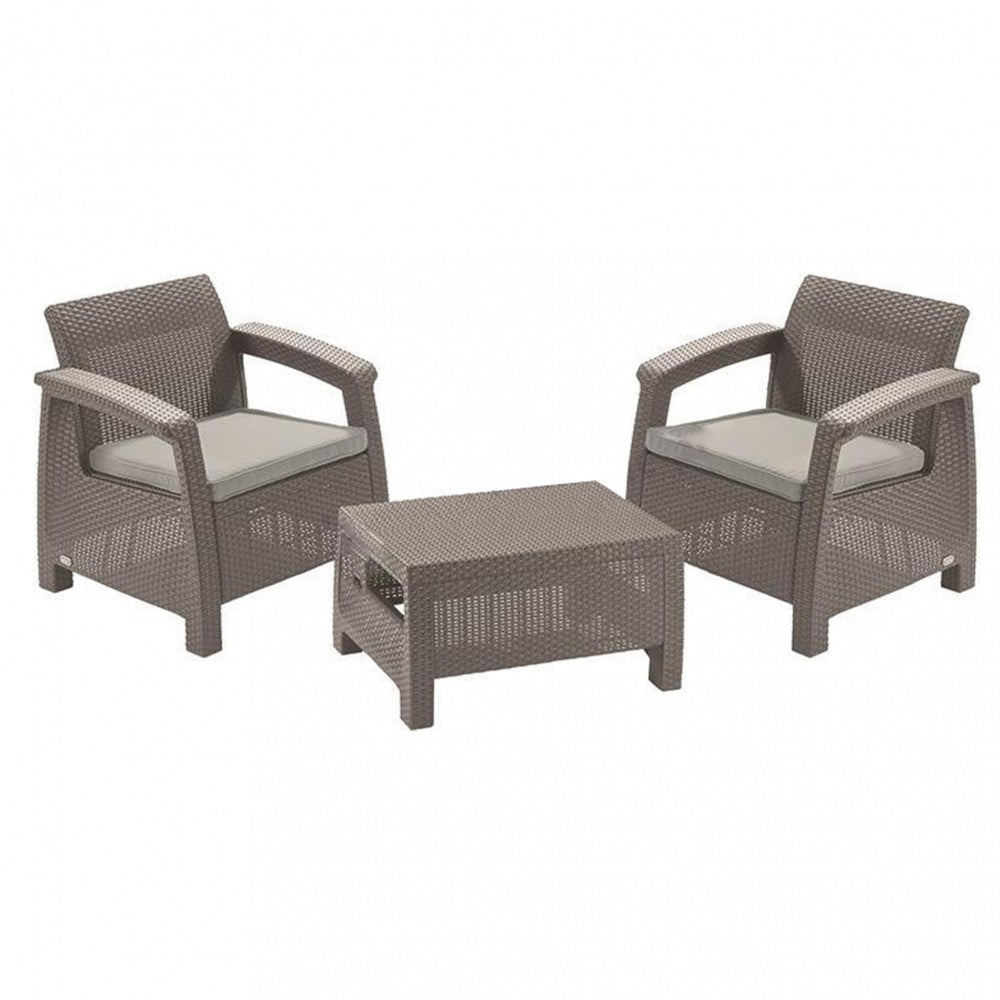 Set de mobilier de grădină Corfu Weekend, culoare cappuccino, cu pernă nisip