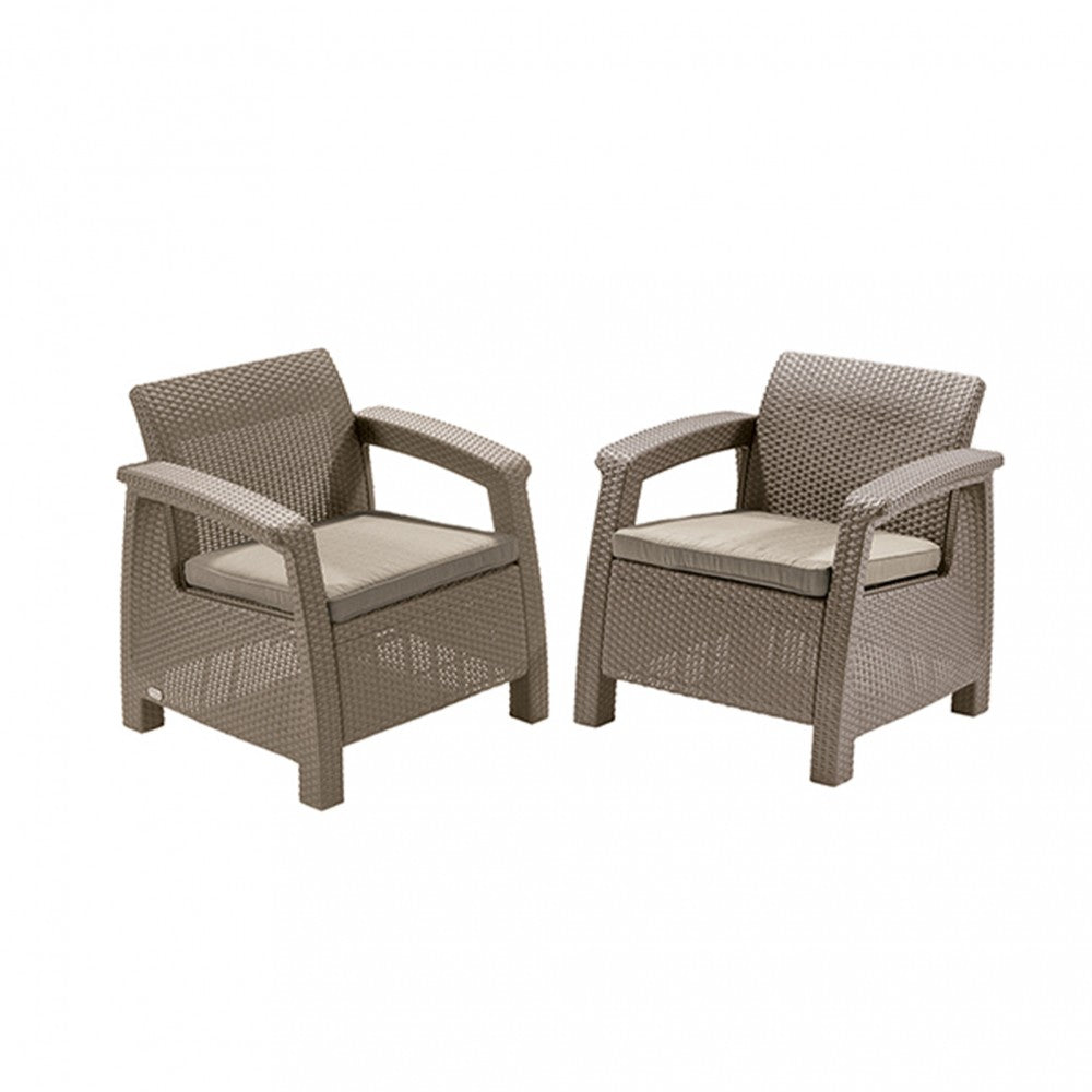 Set fotolii Corfu duo, culoare cappuccino, cu pernă nisip