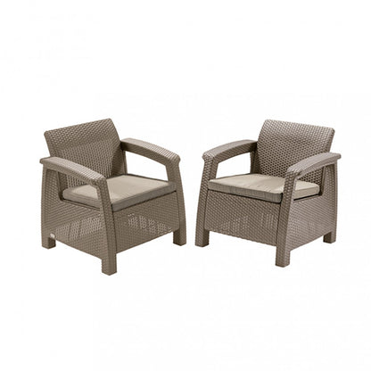 Set fotolii Corfu duo, culoare cappuccino, cu pernă nisip