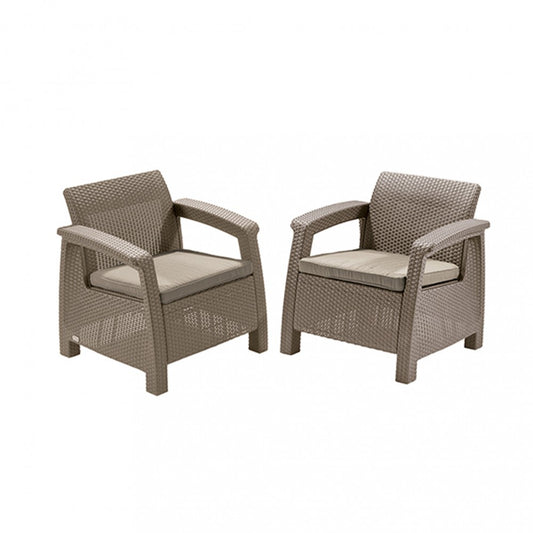 Set fotolii Corfu duo, culoare cappuccino, cu pernă nisip