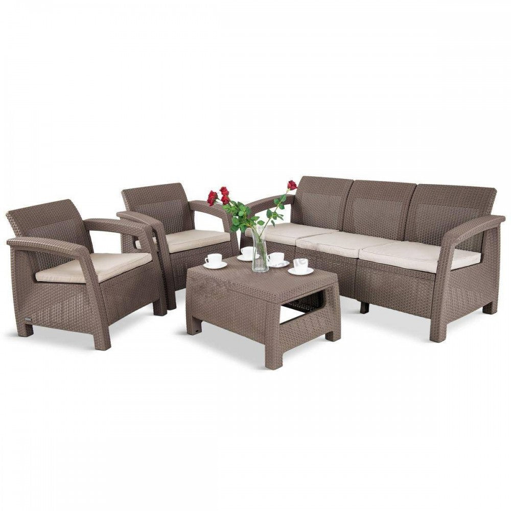 Set de mobilier de grădină Corfu Love duo în culoarea cappuccino