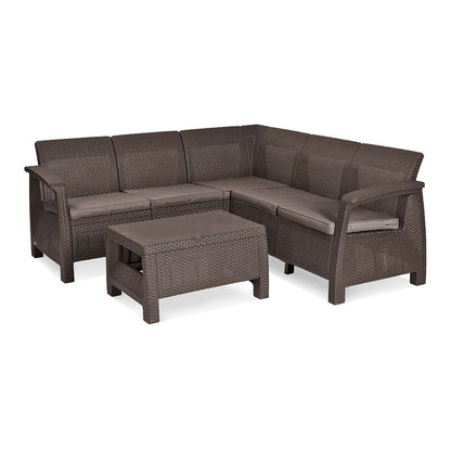Set de mobilier de grădină Corfu Relax, maro, cu perne taupe calde
