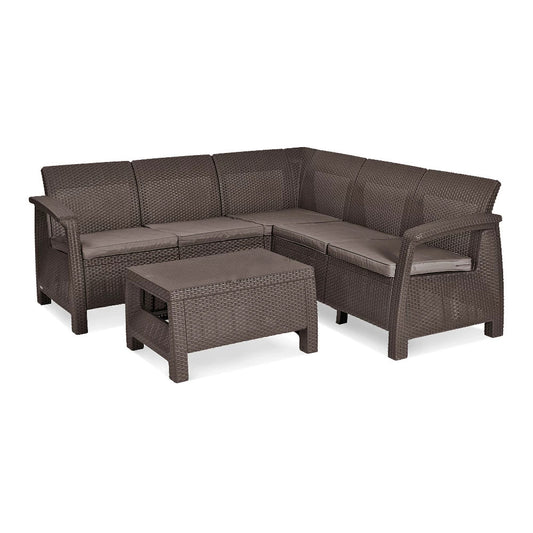 Set de mobilier de grădină Corfu Relax, maro, cu perne taupe calde
