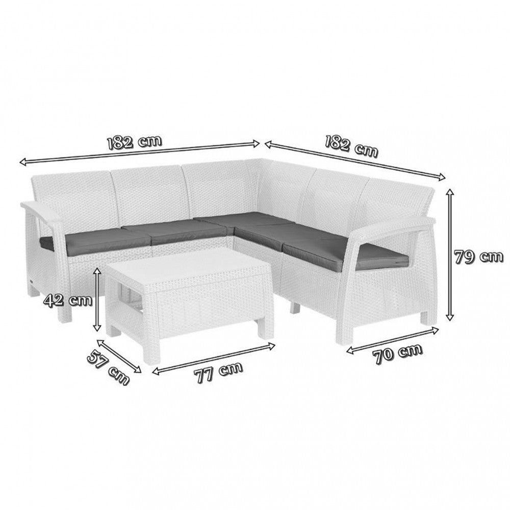 Set de mobilier de grădină Corfu Relax, maro, cu perne taupe calde