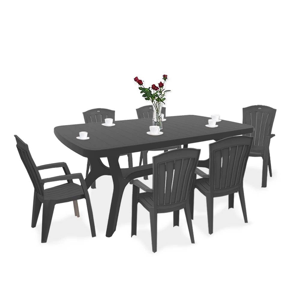 Set mobilier de grădină Baltorini 6+1, grafit