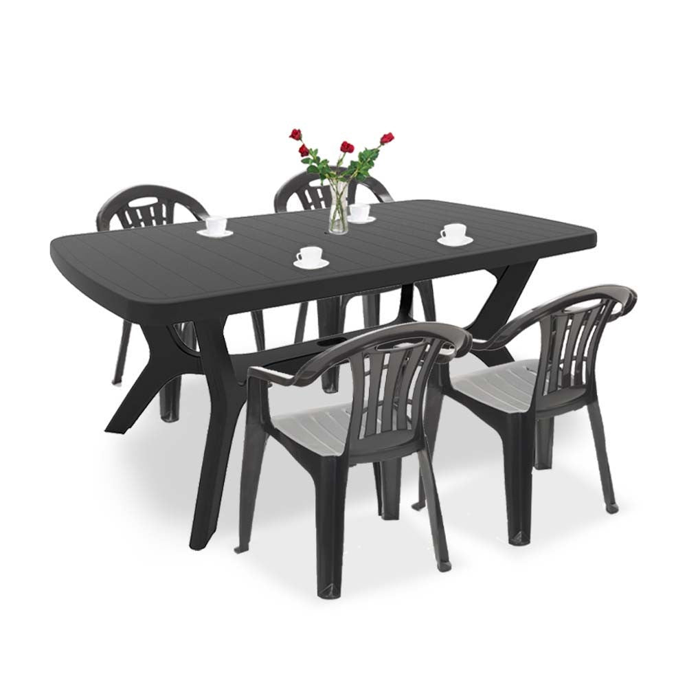 Set mobilier de grădină Balorca 4+1 în culoarea grafit