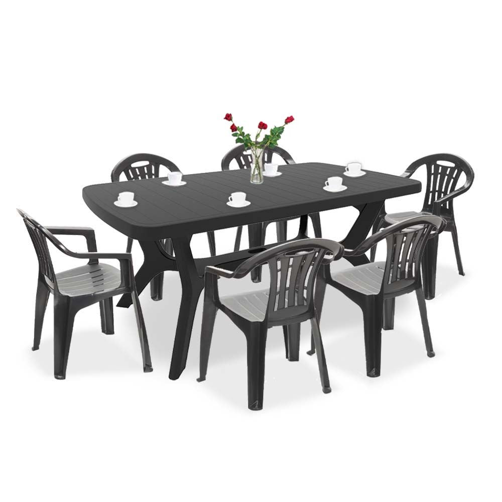 Set de mobilier de grădină Balorca 6+1 în culoarea grafit