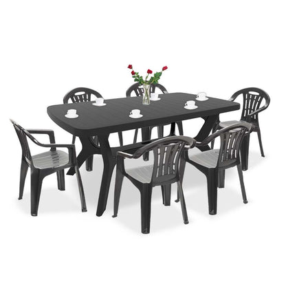 Set de mobilier de grădină Balorca 6+1 în culoarea grafit