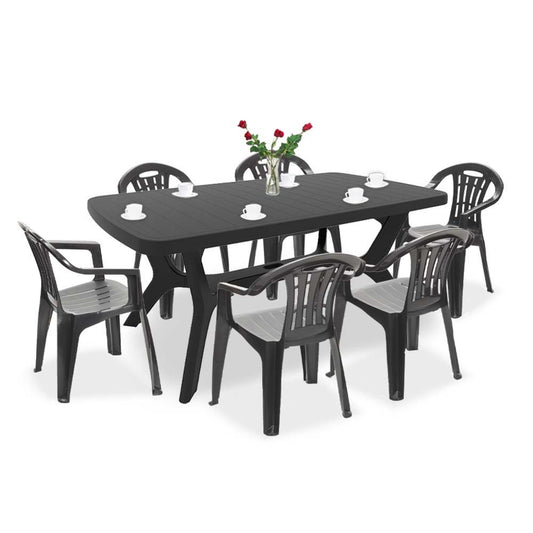 Set de mobilier de grădină Balorca 6+1 în culoarea grafit
