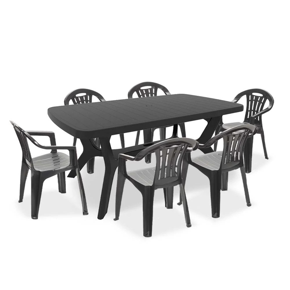 Set de mobilier de grădină Balorca 6+1 în culoarea grafit