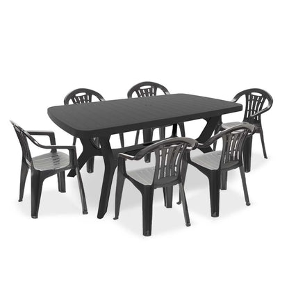 Set de mobilier de grădină Balorca 6+1 în culoarea grafit