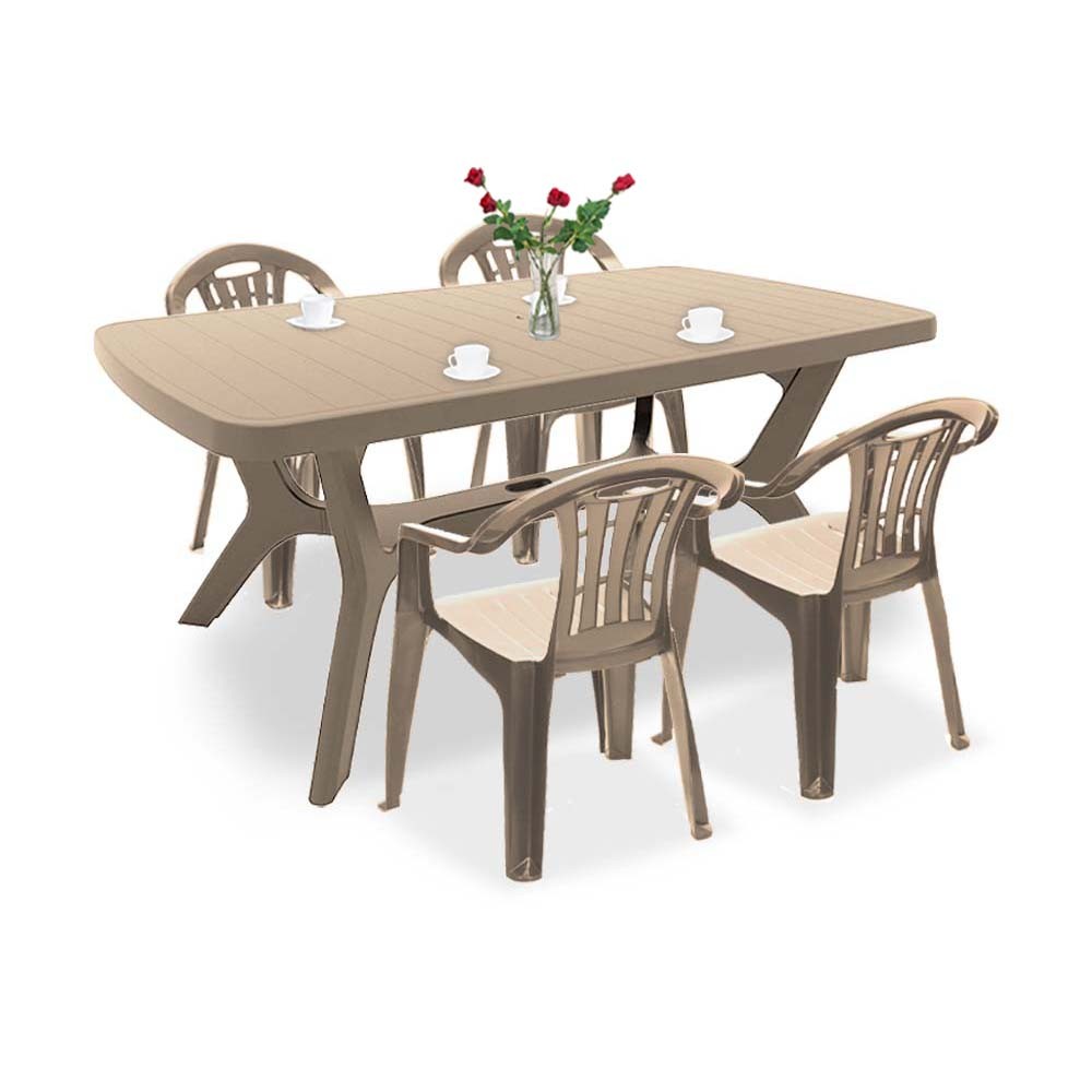 Set de mobilier de grădină Balorca 4+1 în culoarea cappuccino