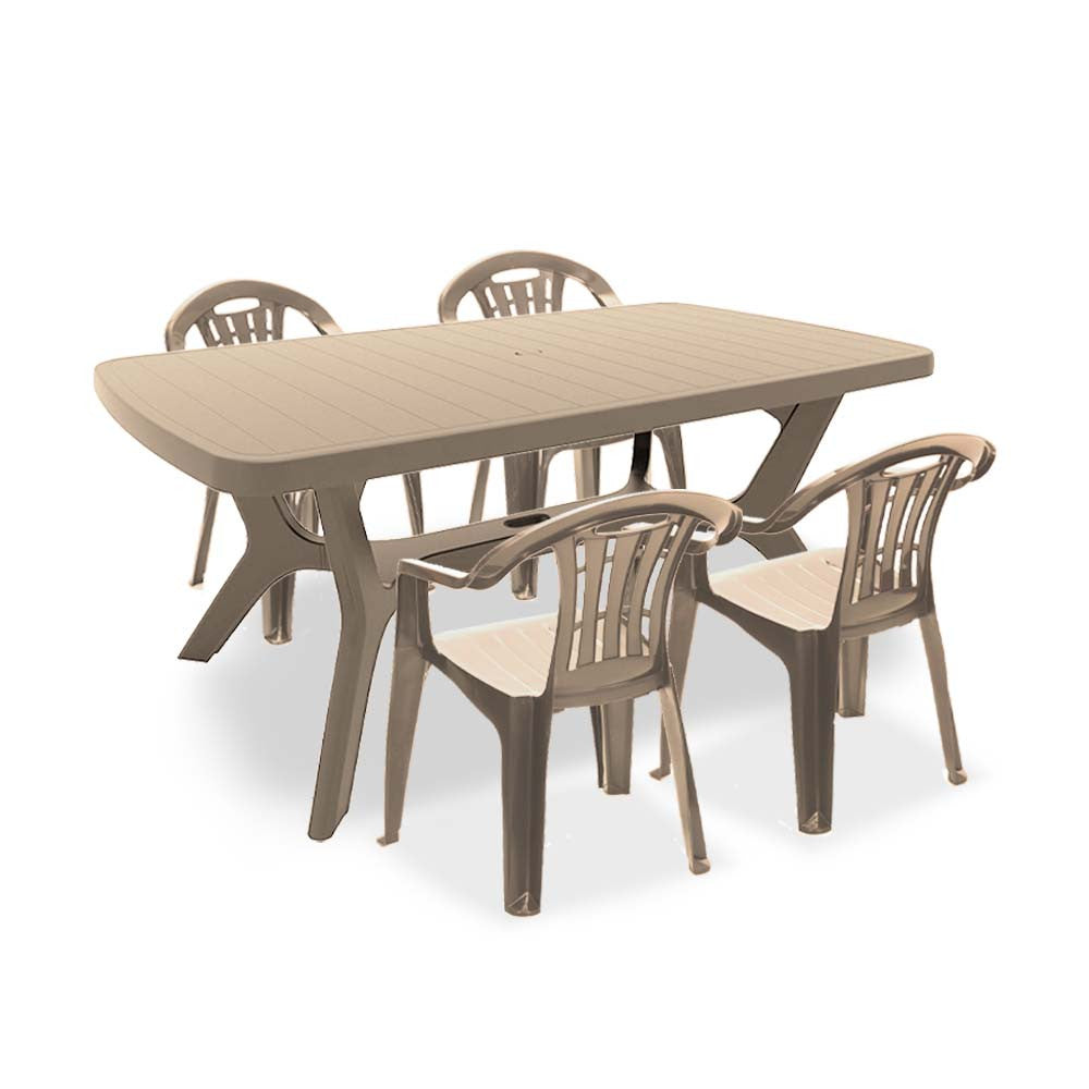 Set de mobilier de grădină Balorca 4+1 în culoarea cappuccino