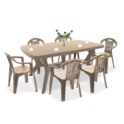 Set de mobilier de grădină Balorca 6+1 în culoarea cappuccino