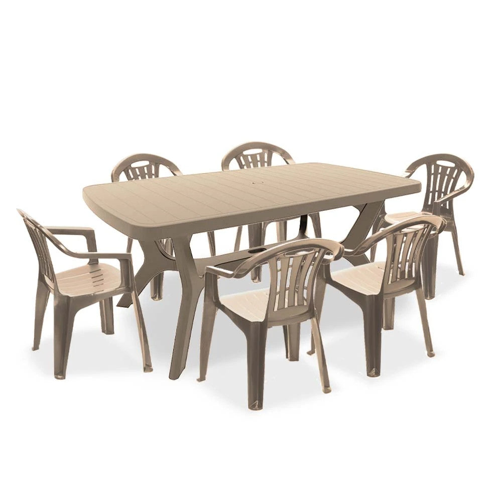 Set de mobilier de grădină Balorca 6+1 în culoarea cappuccino