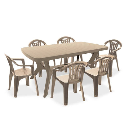 Set de mobilier de grădină Balorca 6+1 în culoarea cappuccino