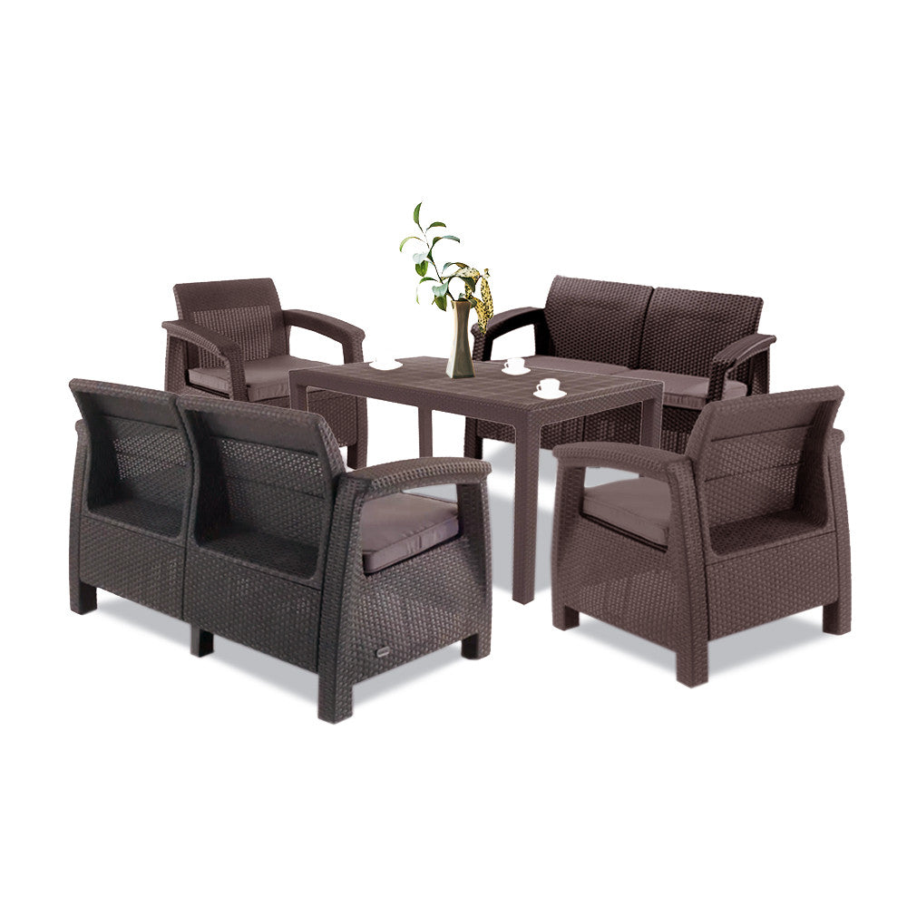 Set de mobilier de grădină Corfu Big Duo cu masă Futura maro