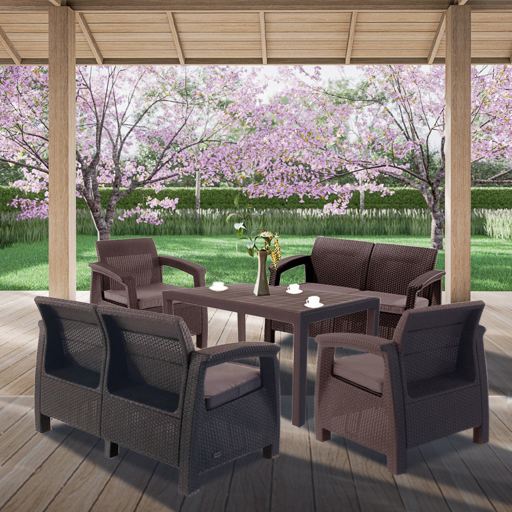 Set de mobilier de grădină Corfu Big Duo cu masă Futura maro