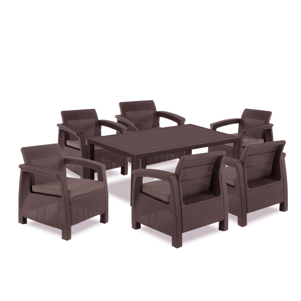 Set de mobilier de grădină Corfu Relax duo cu masă Futura maro