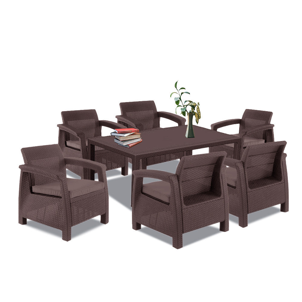 Set de mobilier de grădină Corfu Relax duo cu masă Futura maro