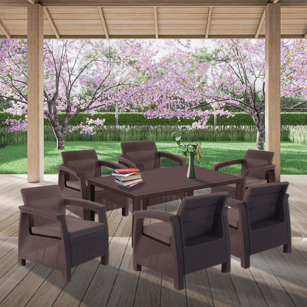 Set de mobilier de grădină Corfu Relax duo cu masă Futura maro