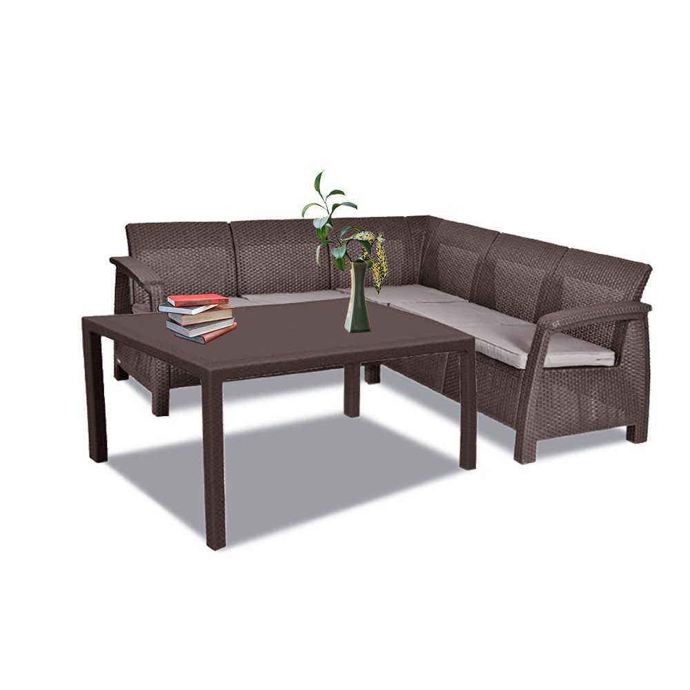 Set de mobilier de grădină Corfu Love max duo cu masă Futura maro