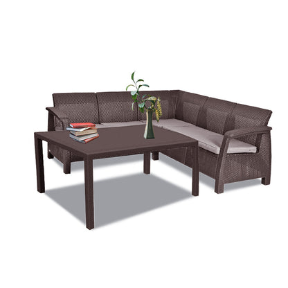 Set de mobilier de grădină Corfu Love max duo cu masă Futura maro