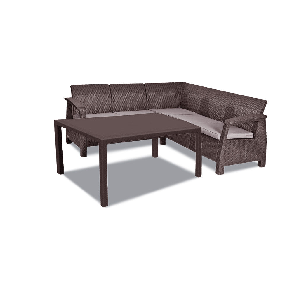 Set de mobilier de grădină Corfu Love max duo cu masă Futura maro