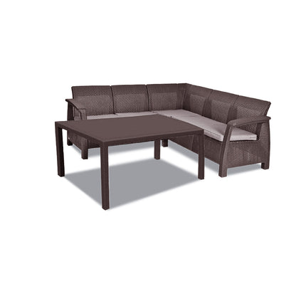 Set de mobilier de grădină Corfu Love max duo cu masă Futura maro