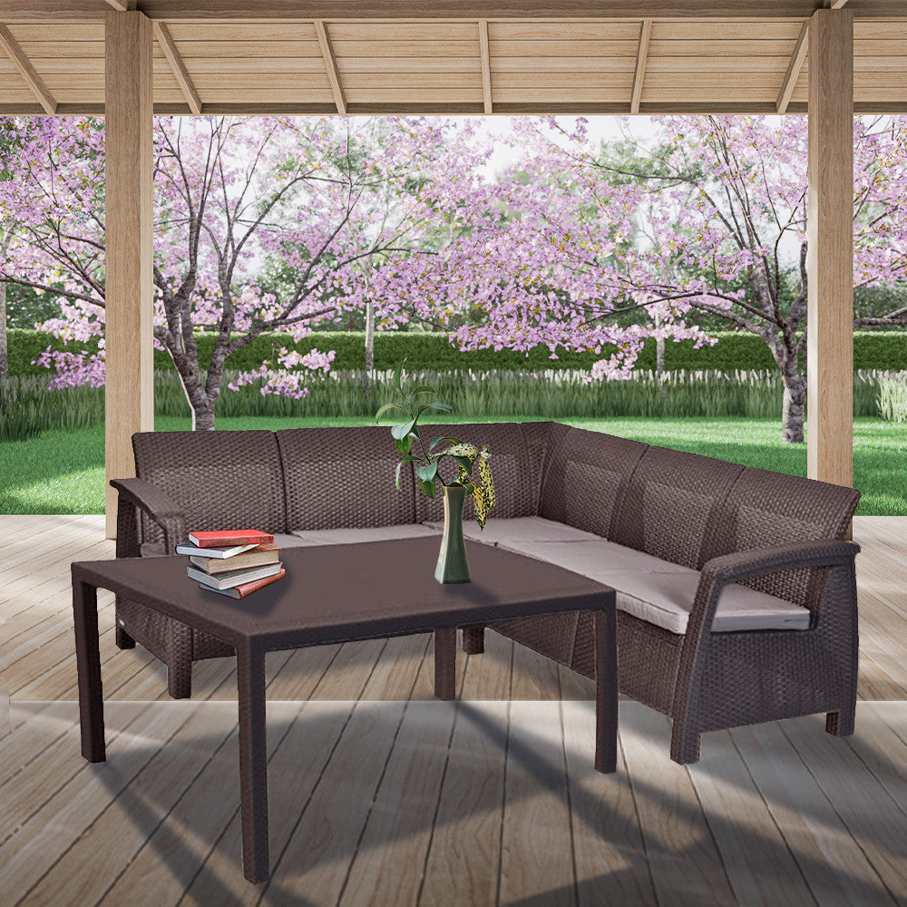 Set de mobilier de grădină Corfu Love max duo cu masă Futura maro