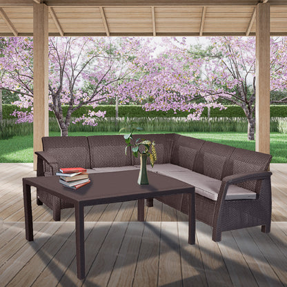 Set de mobilier de grădină Corfu Love max duo cu masă Futura maro