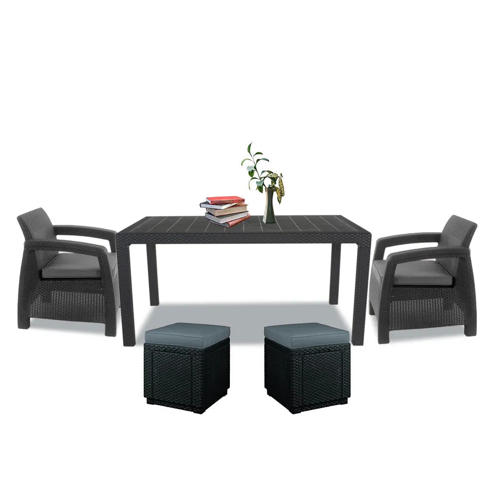 Set de mobilier de grădină Corfu duo cub grafit