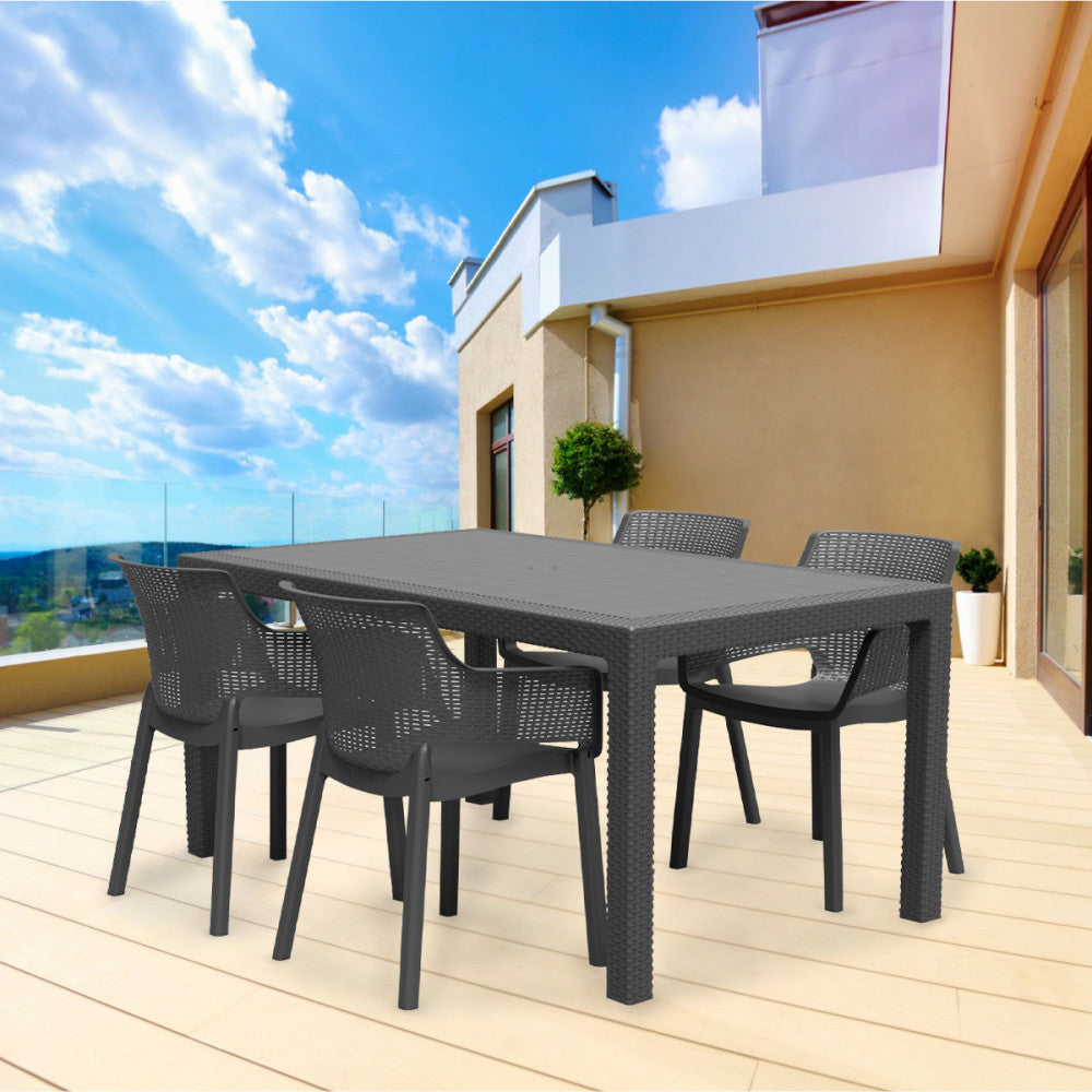 Set mobilier de grădină Evody 4+1, grafit