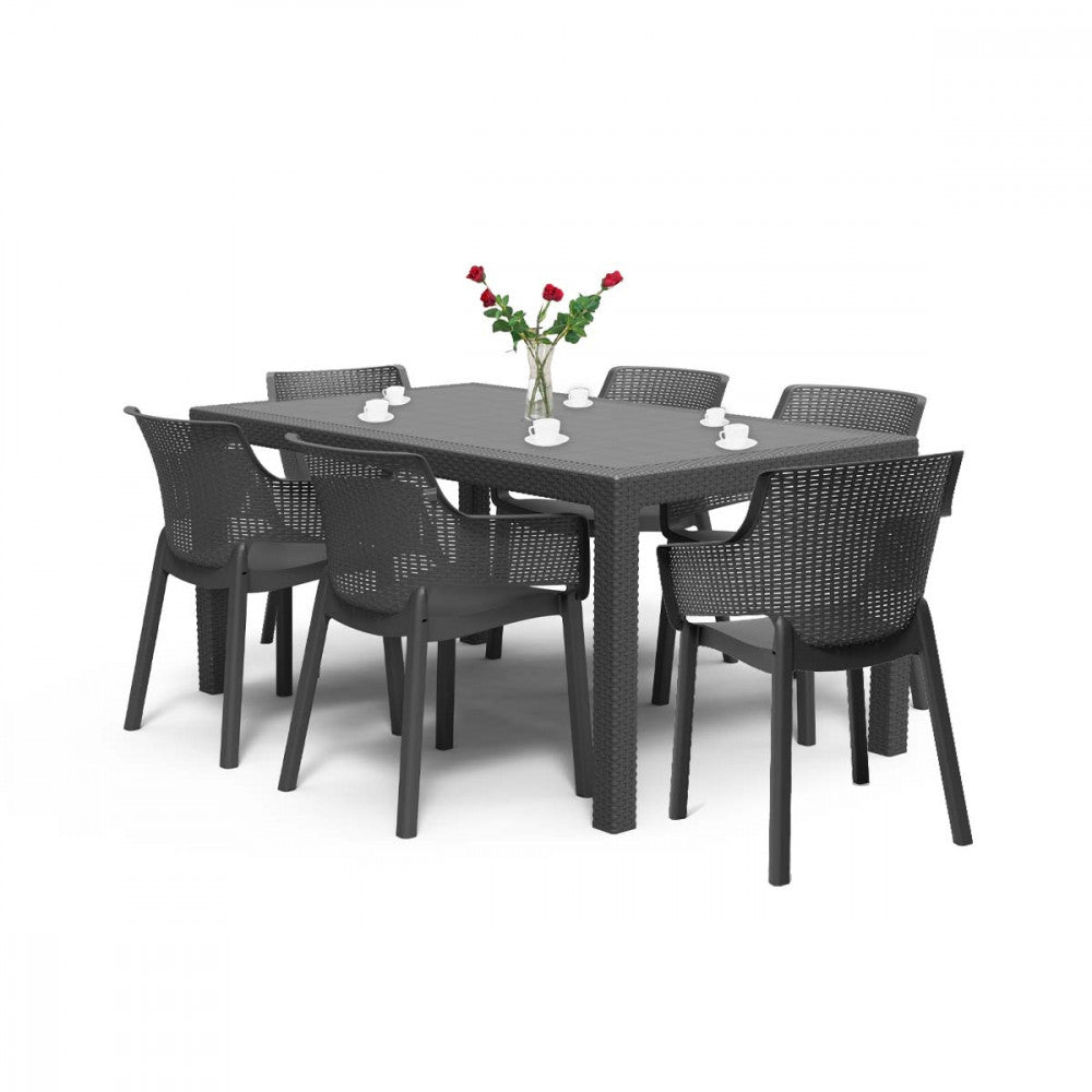 Set mobilier de grădină Evody 6+1, grafit