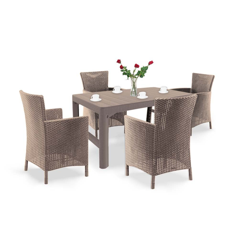 Set de mobilier de grădină Liowa 4+1 în culoarea cappuccino