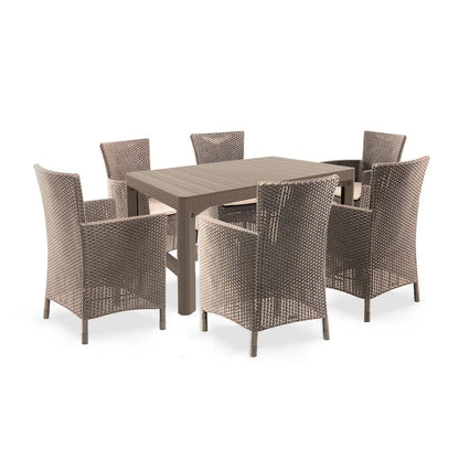 Set de mobilier de grădină Liowa 6+1 în culoarea cappuccino