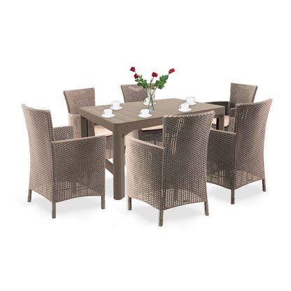 Set de mobilier de grădină Liowa 6+1 în culoarea cappuccino