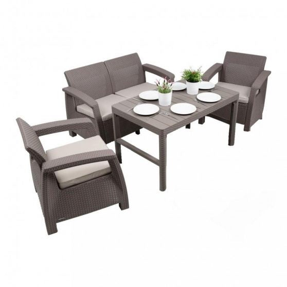 Set de mobilier de grădină Corfu Lyon 4+1 în culoarea cappuccino