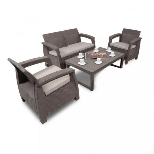 Set de mobilier de grădină Corfu Lyon II 4+1 în culoarea cappuccino
