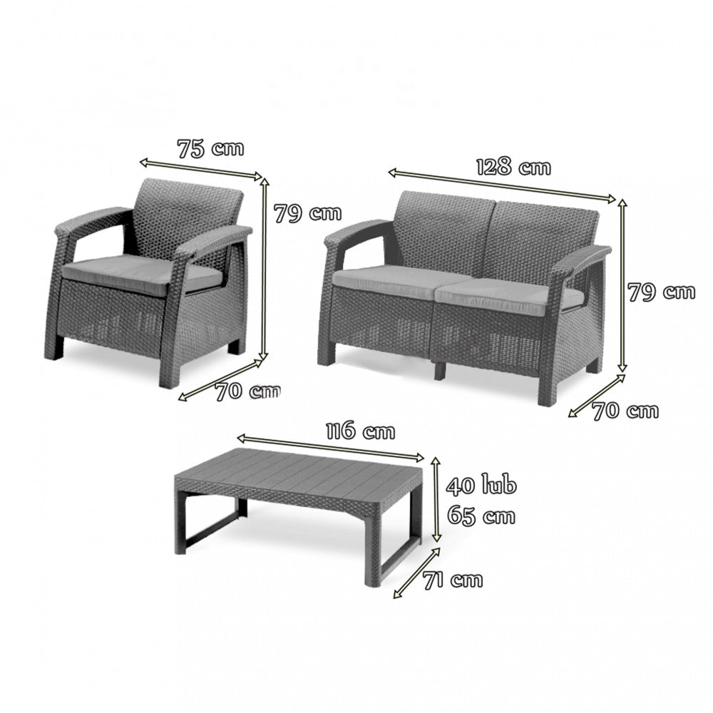 Set de mobilier de grădină Corfu Lyon II 4+1 în culoarea cappuccino