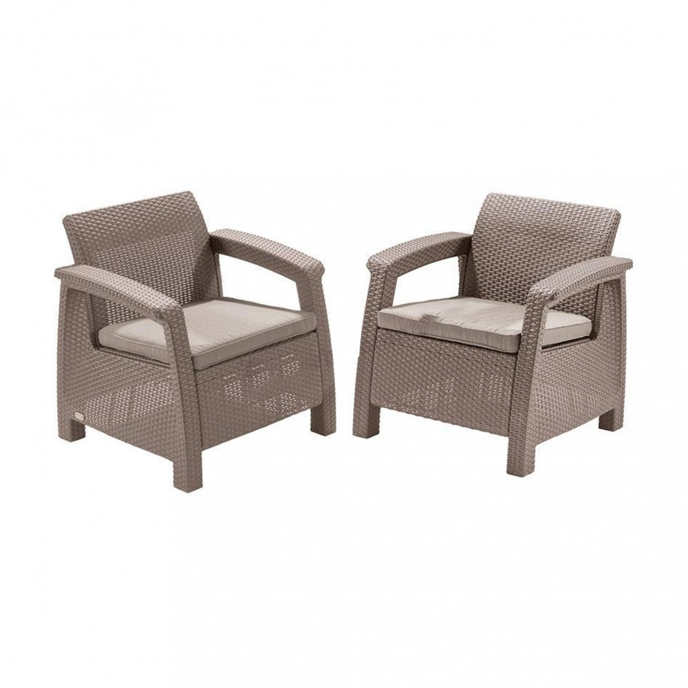 Set de mobilier de grădină Corfu Large II Lyon 6+1 în culoarea cappuccino