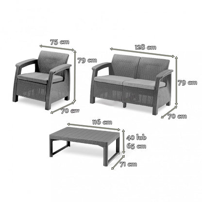 Set de mobilier de grădină Corfu Large II Lyon 6+1 în culoarea cappuccino