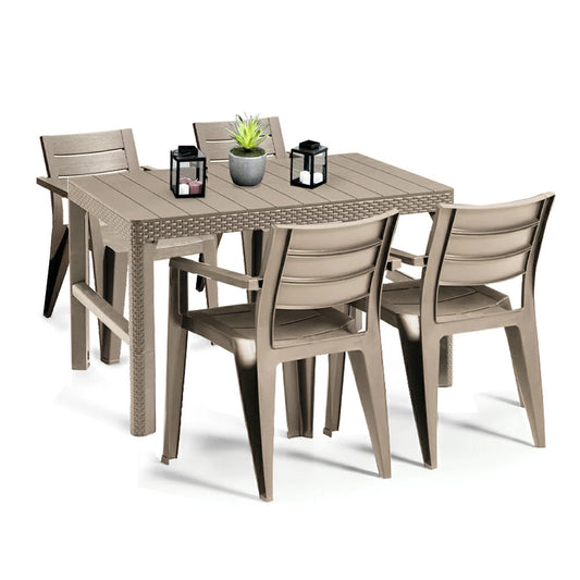 Set mobilier de grădină Julyon 4+1, culoare cappuccino