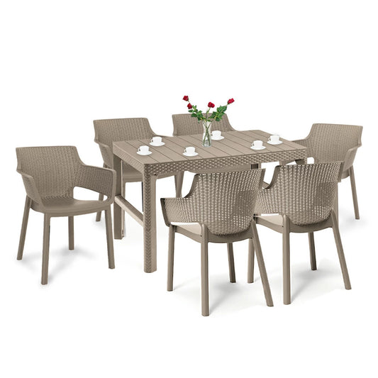 Set mobilier de grădină Evyon 6+1 cappuccino
