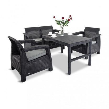 Set de mobilier de grădină Corfu Lyon Duo 4+1 în culoarea grafit