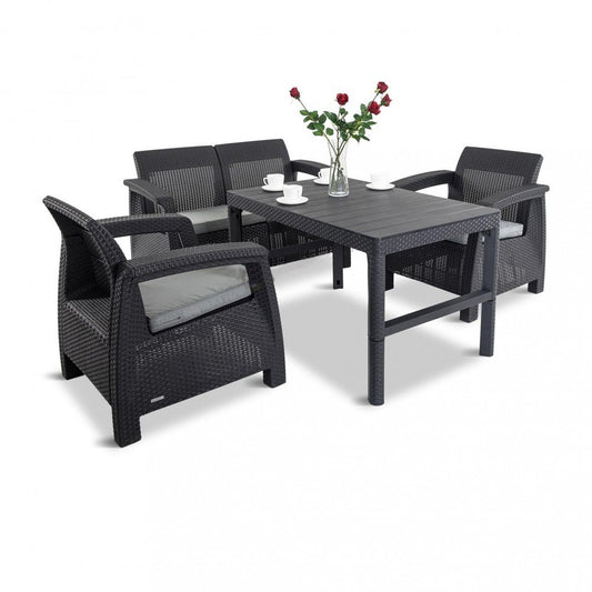 Set de mobilier de grădină Corfu Lyon Duo 4+1 în culoarea grafit
