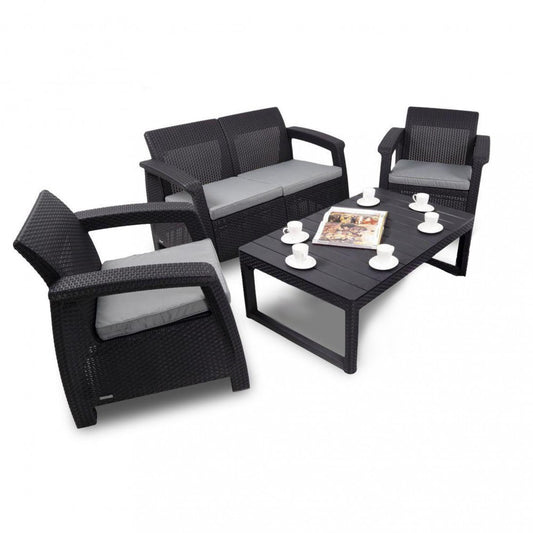 Set de mobilier de grădină Corfu Lyon II Duo 4+1 în culoarea grafit
